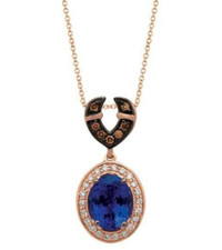 New LeVian 14K Strawberry Gold Blueberry Tanzanite Pendant Necklace 18