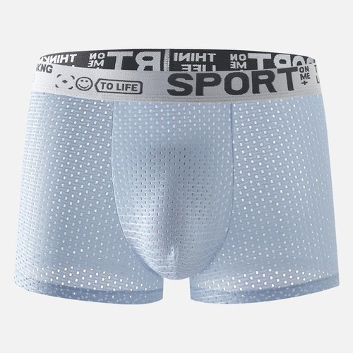 Breathable Mesh Youth Boxer Shorts Letter Print Belt Mens Underwear UltraThin - Picture 16 of 17