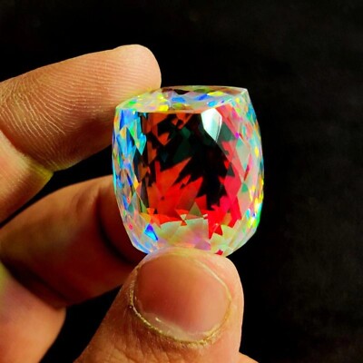 Fancy Cube Cut 50-52 Ct Mystic Topaz Natural Rainbow Color Gemstone Certified
