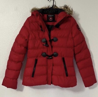 Brave Soul Parka Jacket With Faux Fur Trim Hood Brave Soul Red