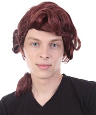 Colonial Wig, Burgundy TV/Movie Wigs, Premium Breathable Capless Cap HM-1148