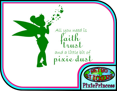 Pixie Staub Tinkerbell Fee mit Vinyl Aufkleber Spiegel Auto LKW Wand Fenster Aufkleber