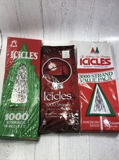 Christmas Tree Icicles Tinsel 5000 Strands Total 18" Lot Of 3 USA Made