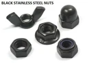 Black Stainless Steel Nuts Dome Wing Cap Nyloc Full Thin Flange M3 M4 M5 M6 M8