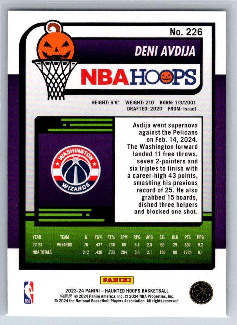 2023-24 Hoops Haunted Hoops #226 Deni Avdija | eBay