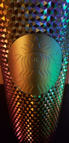STARBUCKS OIL SLICK IRIDESCENT RAINBOW GRADIENT RARE STUDDED TUMBLER 24 OZ - Picture 3 of 13