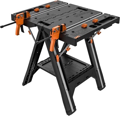 2-in-1 Folding Work Table & Sawhorse, 31 W x 25 D x 32 H Lightweight Worktable w