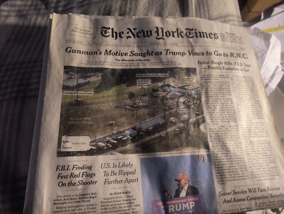 Donald Trump NEW YORK TIMES - TRUMP SHOT  - Gunman Motive Sought July 15 2024