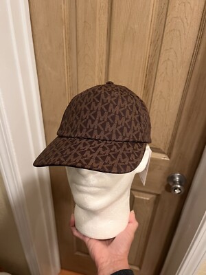 MICHAEL KORS Baseball MK Logo Baseball Cap Brown Signature