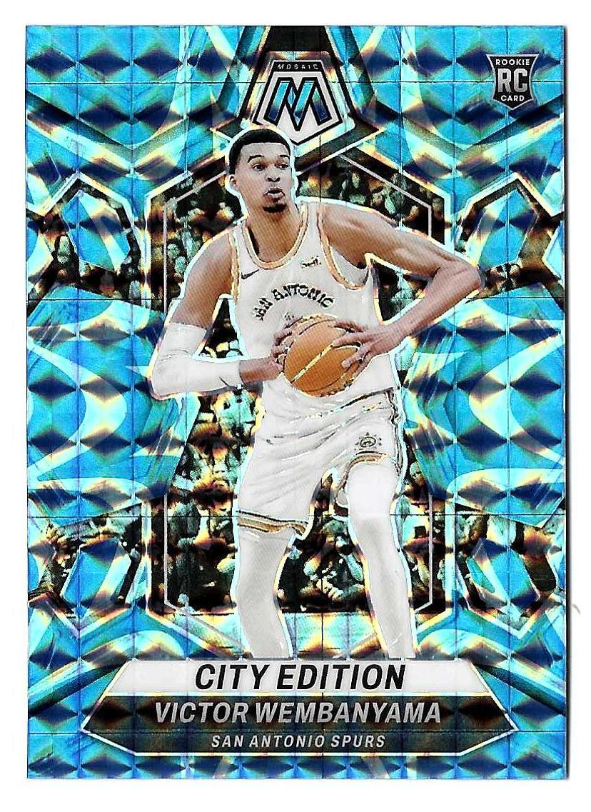 2023-24 Panini Mosaic - City Edition Reactive Blue Mosaic Prizm #282 Victor Wembanyama (RC)
