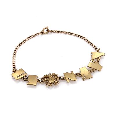 Vintage 10k Gelbgold US NAVY Adler Bettelarmband