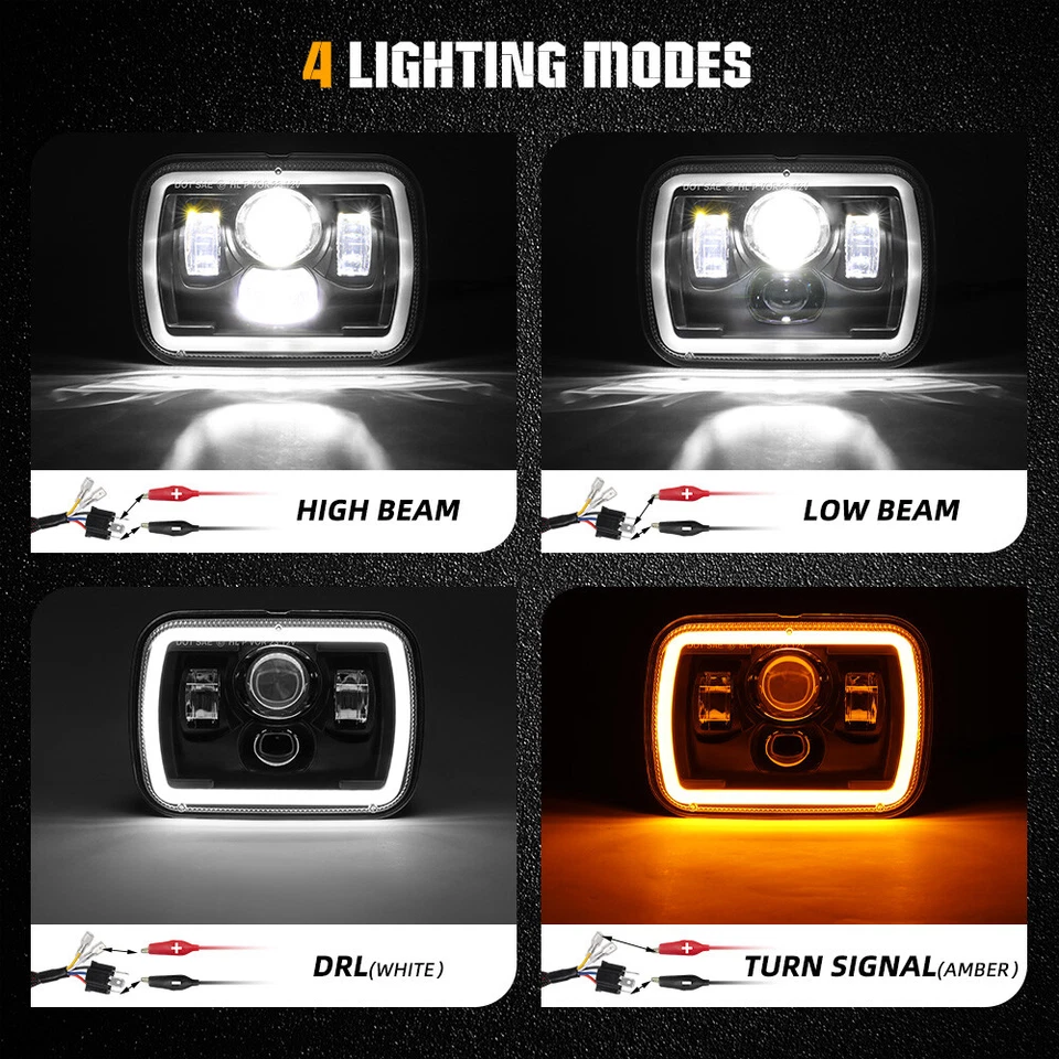 E-Geprüft 5x7 7x6 LED Scheinwerfer für Jeep Wrangler YJ Cherokee XJ Ford Chevy - Bild 3 von 4