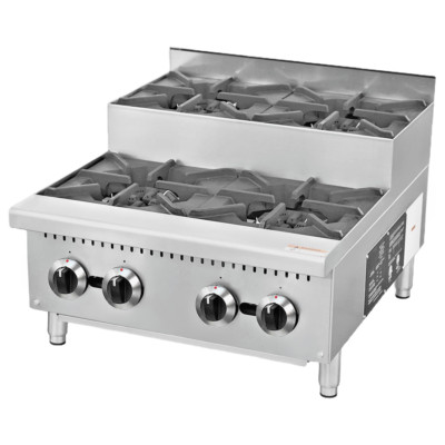 Commercial 4 Burner Countertop Step-Up Hotplate Natural Gas