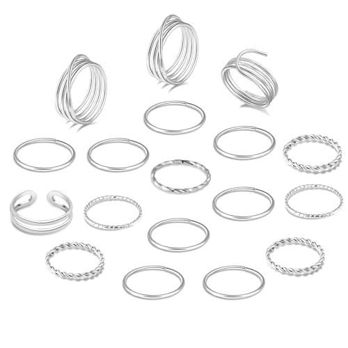  18-31 Teile Knöchelringe für Damen Vorsteckringe Sets Vintage Silber 2-18 Teile - Bild 1 von 6