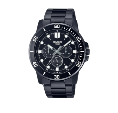 Casio Enticer Men Analog Black Dial Black Stainless Steel Watch
