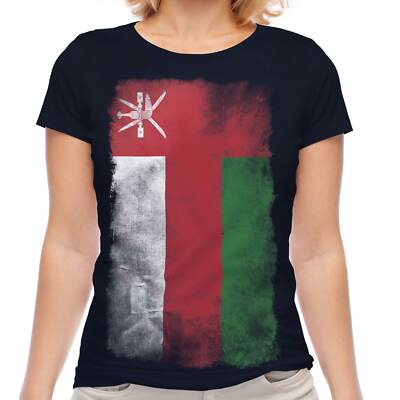 OMAN VERBLASSTE FLAGGE DAMEN T-SHIRT TEE TOP MENSCH FOOTBALL OMANI GESCHENK SHIRT