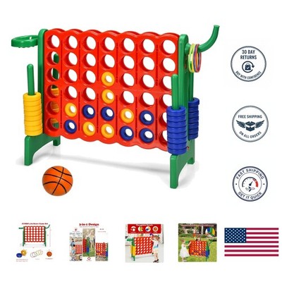 42-Piece Jumbo 4-to-Score Game Set with Basketball & Ring Toss - Family Fun