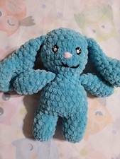 Light Blue Stuffed Bunny 6 1/2" High Hand Made