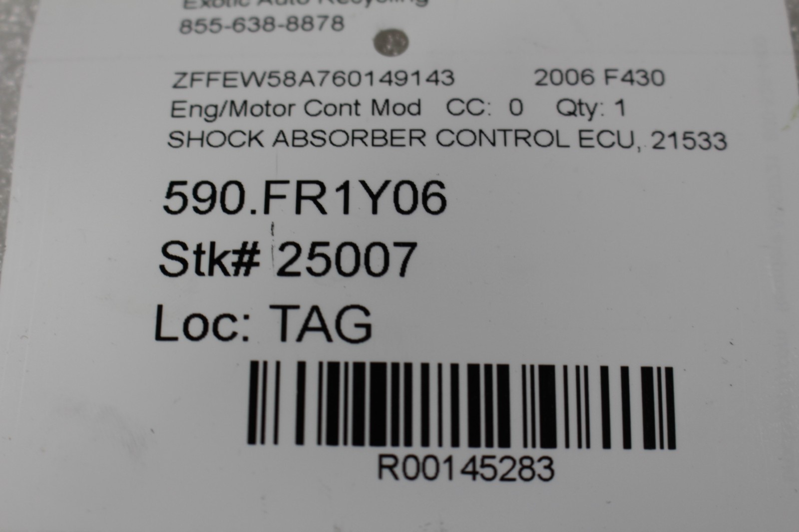 Ferrari F430 Coupe, Spider, Shock Absorber Control Module, Used, P/N 215533