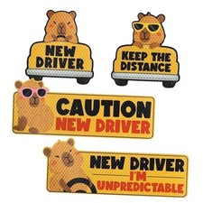 4 Pcs New Driver Magnets for Car Cute Cartoon Animal Magnetic Signs Capybara