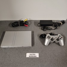 PlayStation 2 PS2 Slim Silver SCPH-77001 Console W/ Controller & AV Power Cables