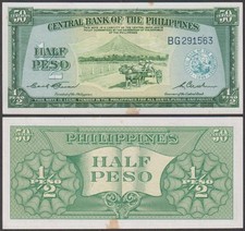 Central Bank of the Philippines, 1/2 Peso, ND (1949), UNC (faint stain), P-132