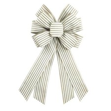 Natural Burlap Wreath Bow 20 x 11 Inches Easter Bows Light Khaki Linen Stripes