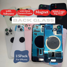 For iPhoneAir 17 16 15 14 Back Glass with Metal Camera Frame Magnet Adhesive Lot