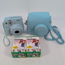 Fujifilm Instax Mini 8 Camera Instant Film Camera Blue w/ Case  2 Film Tested