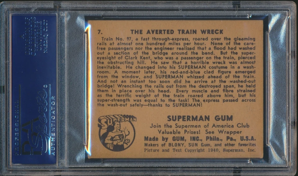 1940 SUPERMAN #7 THE AVERTED TRAIN WRECK PSA 6 EX-MT - Image 2 of 2