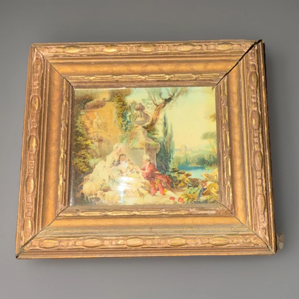 Juego de estampados y marcos de 4x5 de Franquois Boucher Art enmarcado en madera vintage Foto 4 de 4