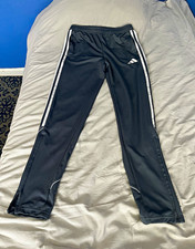 adidas Boys Track Pants Gray/White Striped Drawstring Elastic Waist Size 15-16 Y