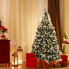 7.5' Pre-lit Snowy Christmas Tree Xmas Decoration 1398 Tips 8 Lighting Modes