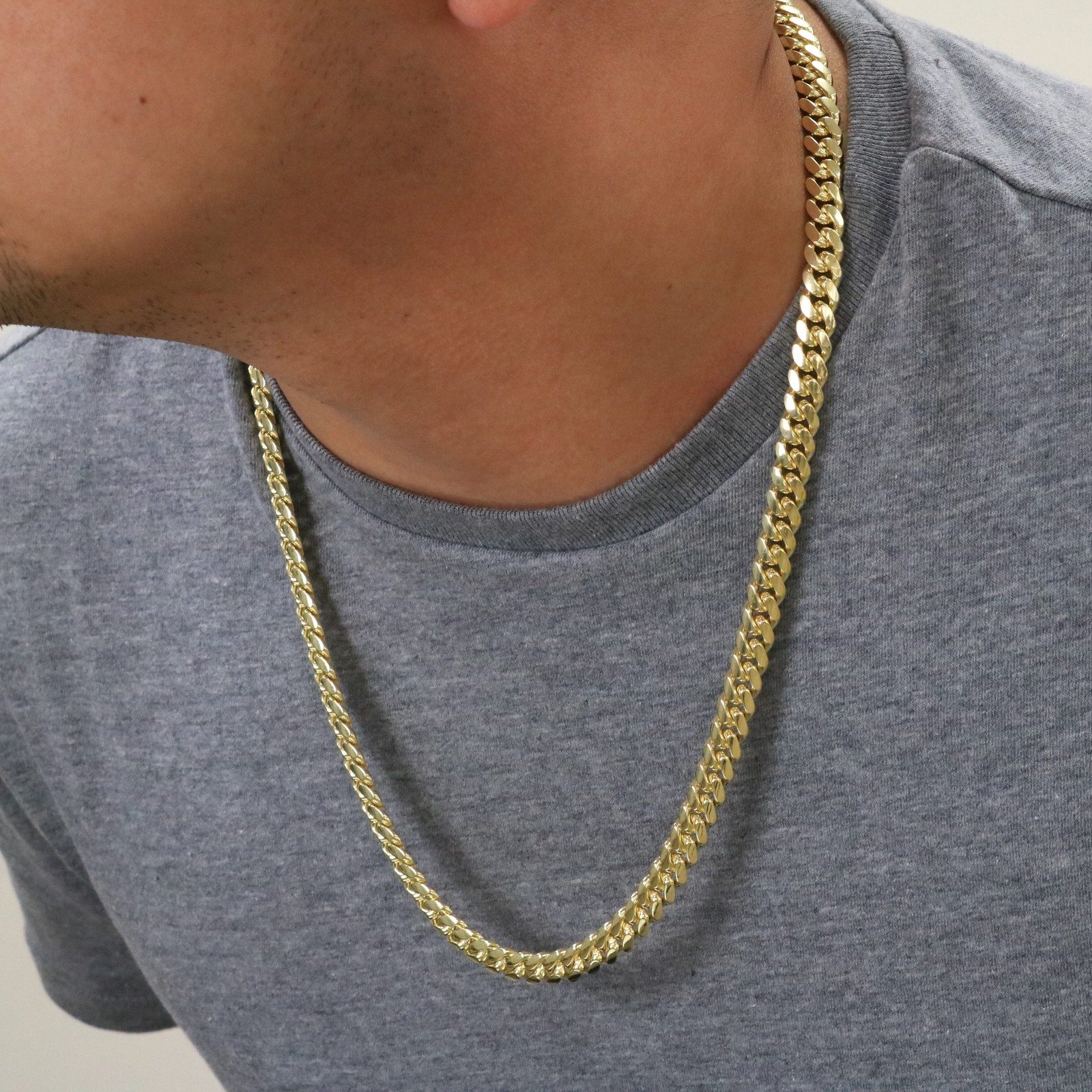 14K Yellow Gold Solid 8mm Mens Miami Cuban Link Chain Necklace Box Clasp 20"