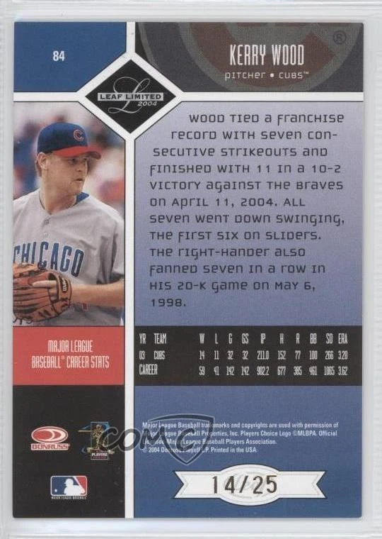 2004 Leaf Limited Spotlight Gold /25 Kerry Wood #84 - Image 2 of 2
