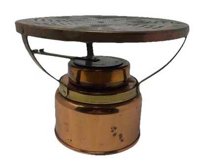 Vintage Copper & Brass Alcohol Stove / Chafing Stand   Perforated Top 