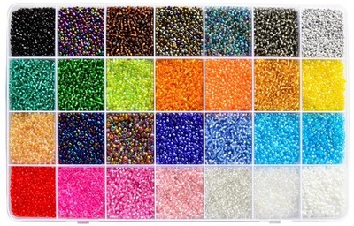26000PCS 2Mm Glass Seed Beads Kit   28 Assorted Colors Small Beads Set for Jewel