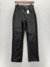 Abercrombie  Fitch Vegan Leather Pants Womens 27/4 Short 90s Straight High Rise