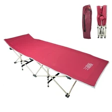 Osage River Folding Camping Cot with Carry Bag, Red