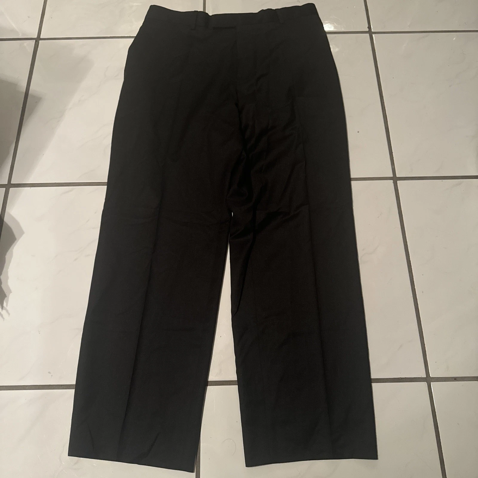 Hugo Boss Pants 34x29.5 Black James Brown 100% Wool Dress Flat Front Formal EUC