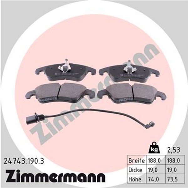 Bremsbelagsatz Scheibenbremse Zimmermann 24743.190.3 FüR Audi B8 A4 A5 C7 A6 8K5-image