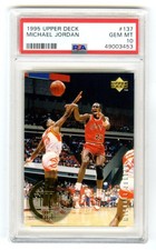MICHAEL JORDAN~1995 UPPER DECK 1984-'85 NBA ROOKIE YEARS PSA-10 GEM-MT CARD #137. rookie card picture