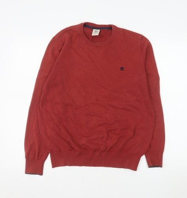 Timberland Herren Rot Baumwolle Rundhals Pullover Pulli M Regular Fit