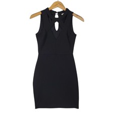 Charlotte Russe Little Black Mini Dress Bodycon with Neck Detail Size S