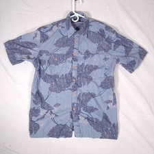 IZOD Jeans Hawaiian Button Shirt Mens Large Reverse Leaf Print Summer Aloha