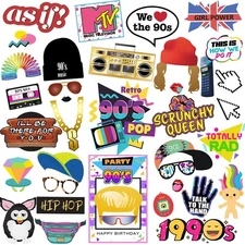 90s Photo Booth Props 39Pcs 90s Theme Party Decorations 90s Hip Hop Photo Boo