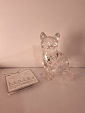 Vintage Fenton Glass Opalescent 4" Signed Cat with Hand Painted Roses Figurine