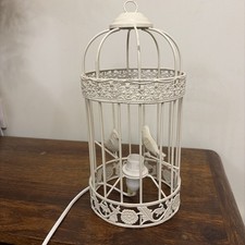 Cream Metal Bird Cage Table Light Lamp Hanging 