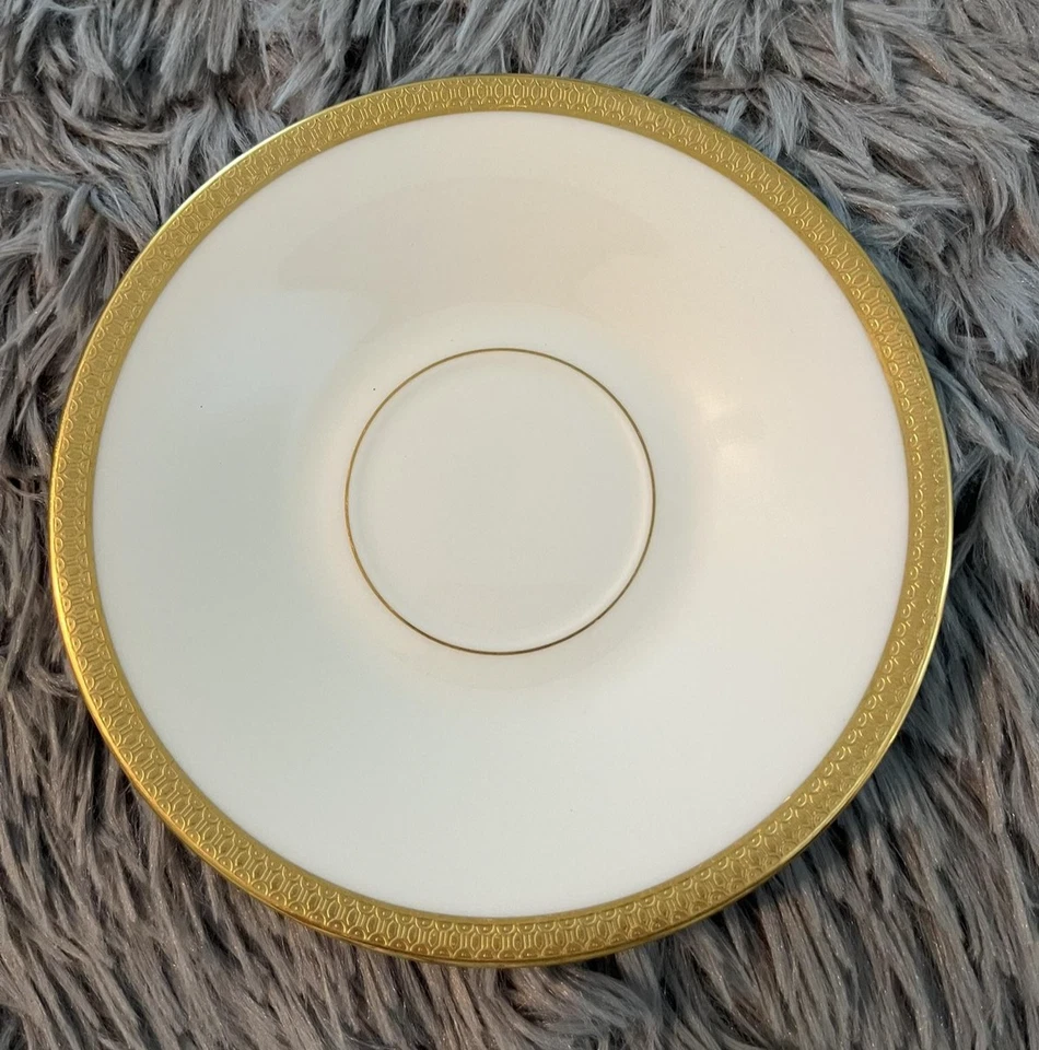 Juego de 8 tazas y platillos de té Oxford Bone China Bennington vintage con borde dorado hechos en EE. UU. Foto 2 de 4