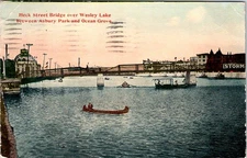 1913, Heck Street Bridge Between ASBURY PARK & OCEAN GROVE, New Jersey Postcard